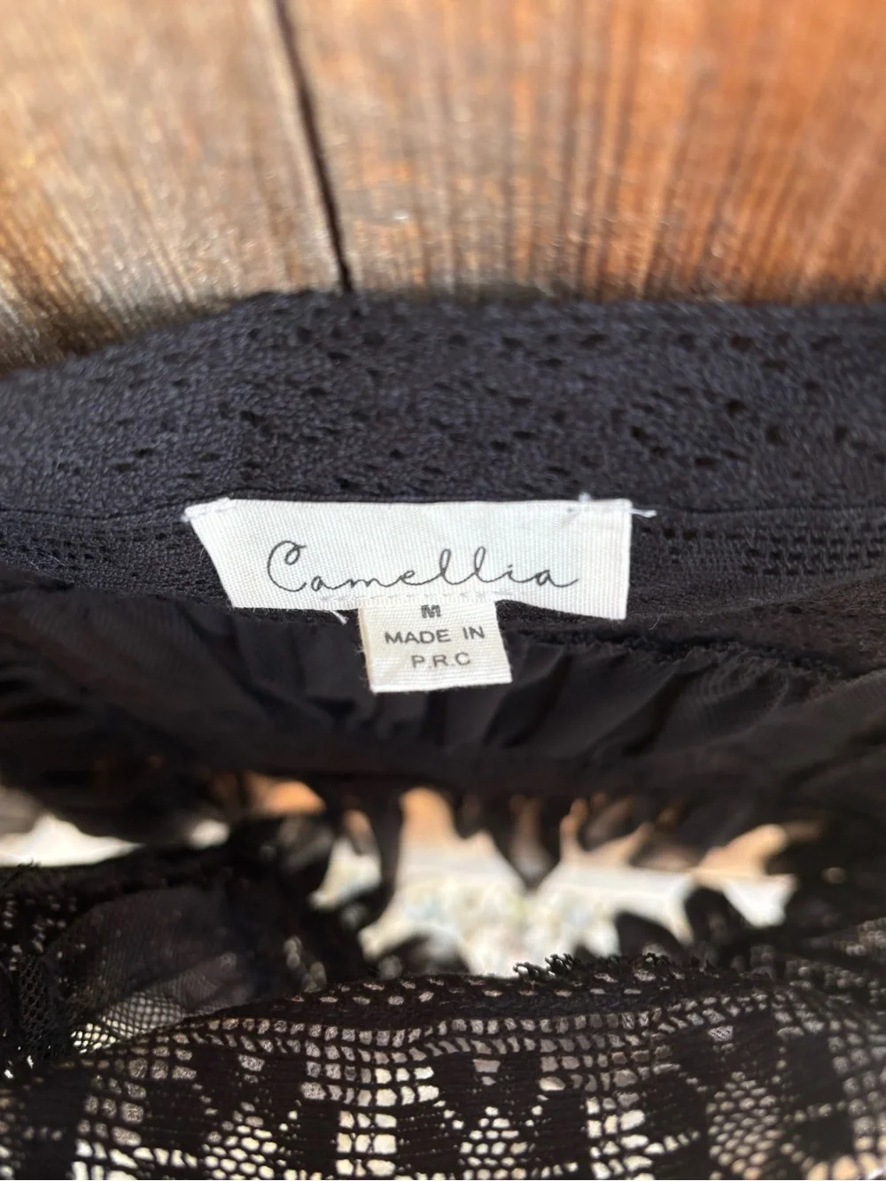 Women's Black Lace Ruffle Camisole Tank Top - Picture 7 of 7